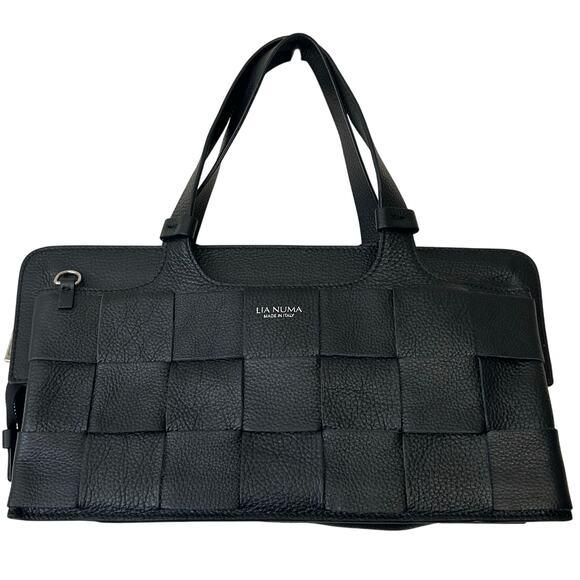 Lia Numa basket weave leather Shoulder tote bag Luxury designer minimalist - Picture 1 of 13
